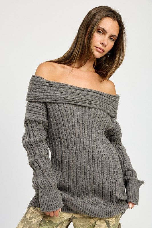 OVERSIZED OFF SHOULDER SWEATER - Pikemla