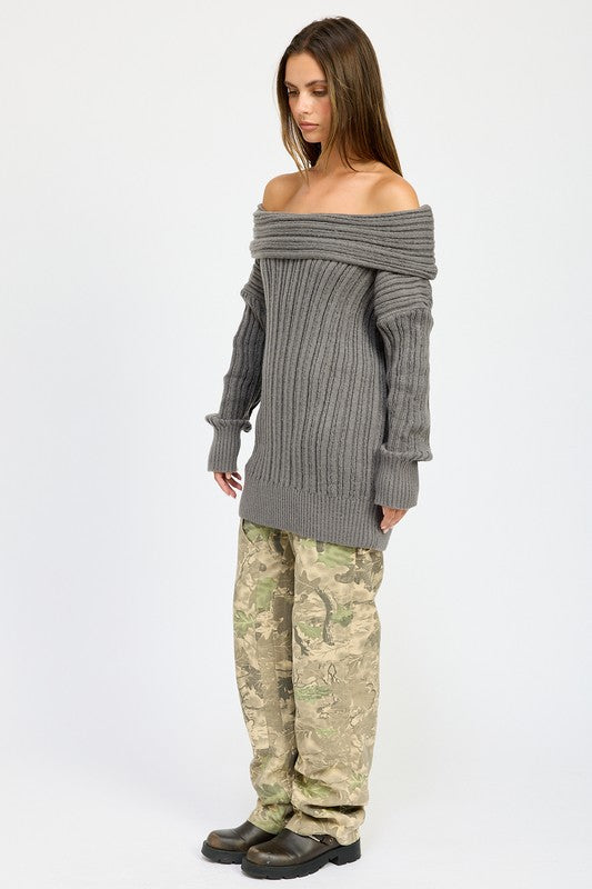 OVERSIZED OFF SHOULDER SWEATER - Pikemla