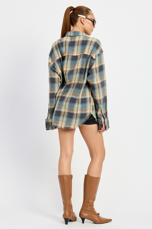 ACID WASH FLANNEL SHIRT - Pikemla