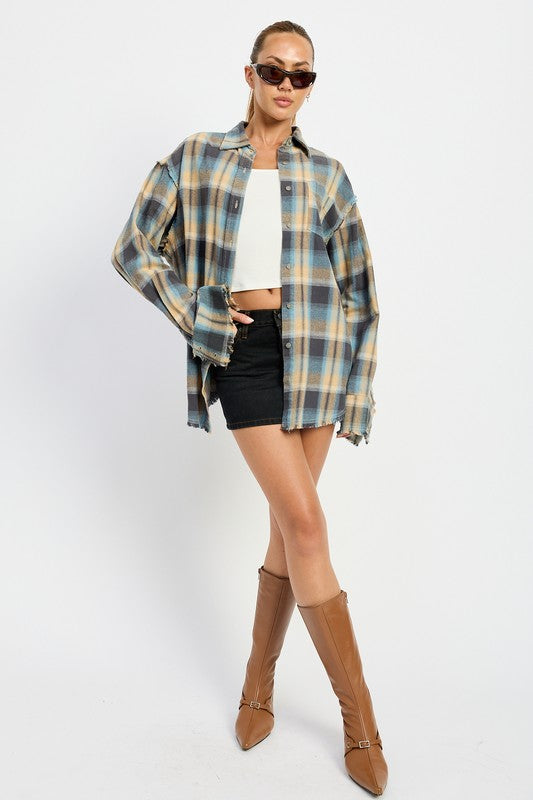 ACID WASH FLANNEL SHIRT - Pikemla