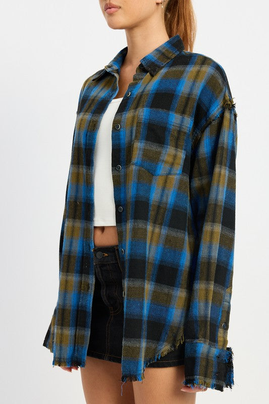 ACID WASH FLANNEL SHIRT - Pikemla