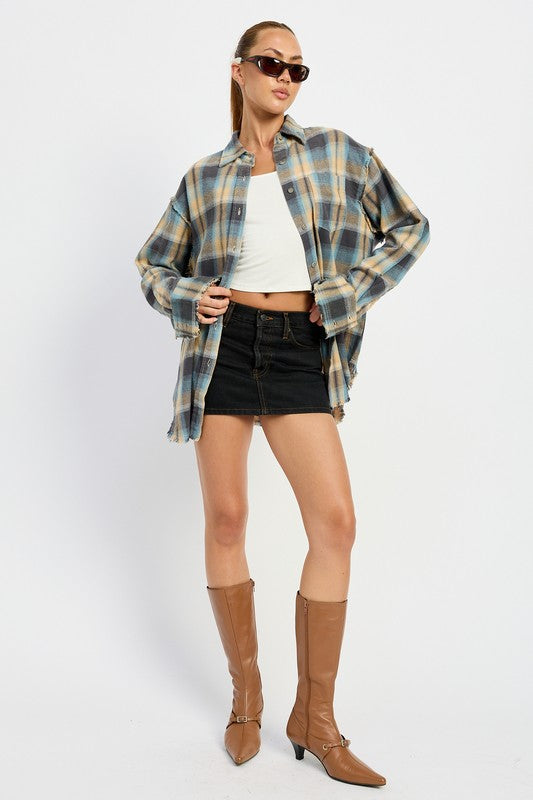 ACID WASH FLANNEL SHIRT - Pikemla