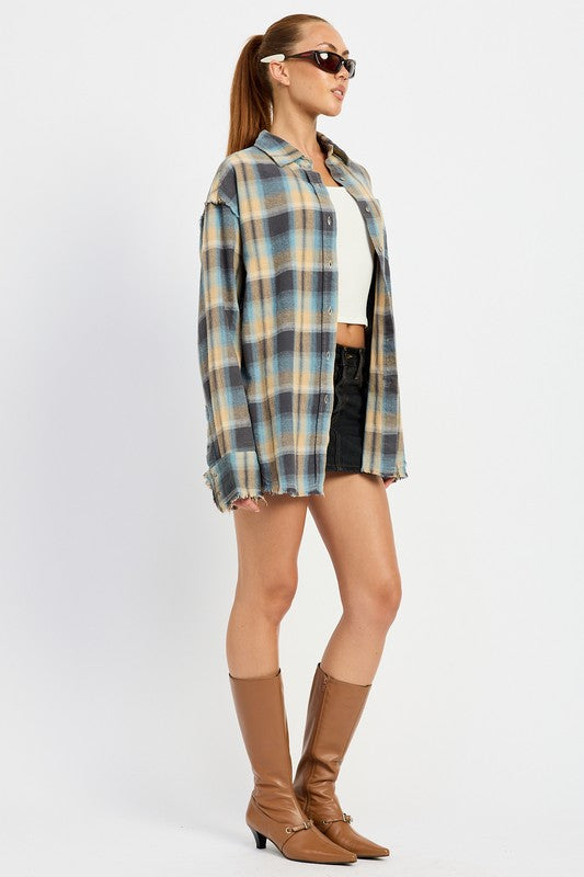 ACID WASH FLANNEL SHIRT - Pikemla