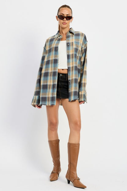 ACID WASH FLANNEL SHIRT - Pikemla