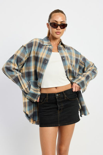 ACID WASH FLANNEL SHIRT - Pikemla