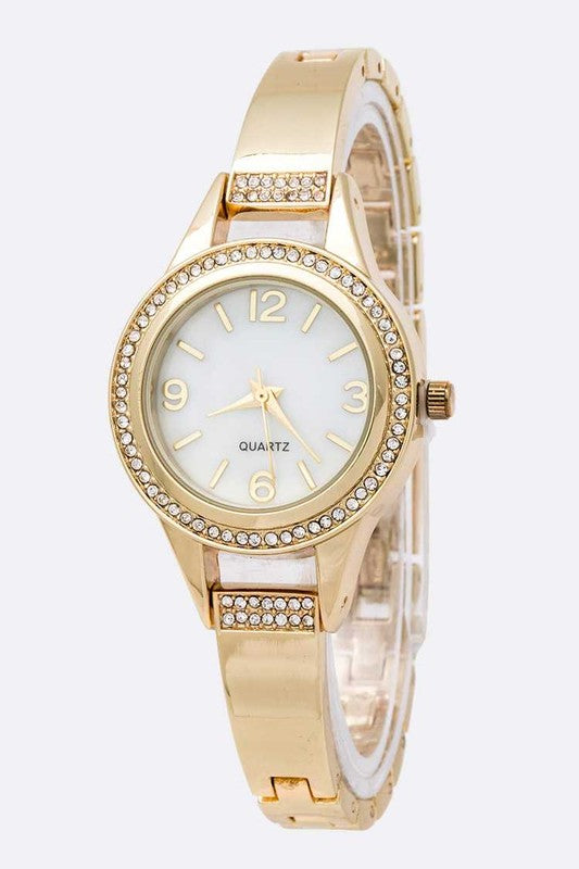 Crystal Bezel Bracelet Watch Set - Pikemla