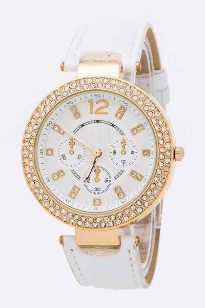 Crystal Bezel Fashion Watch Bracelet Set - Pikemla