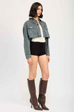 EMBROIDERED DENIM CROP JACKET