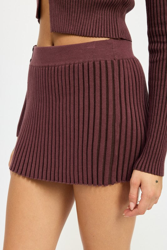 RIBBED KNIT MINI SKIRT - Pikemla