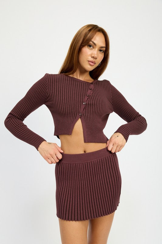 RIBBED KNIT MINI SKIRT - Pikemla