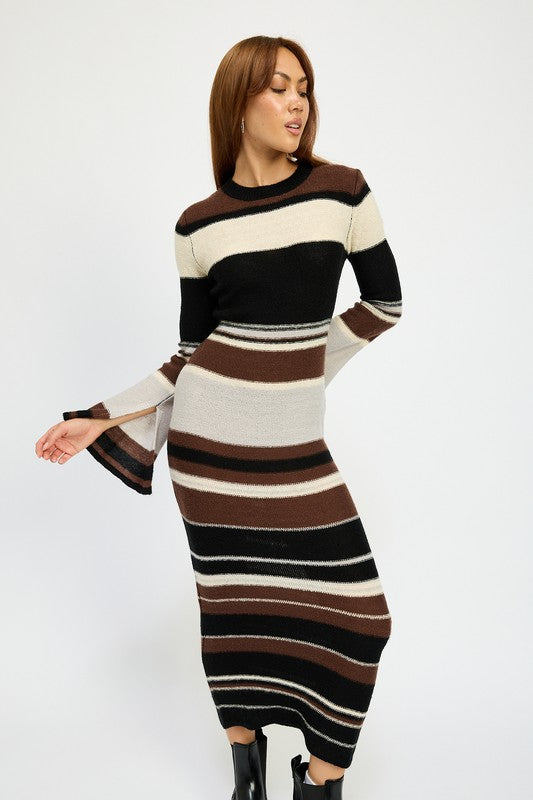 STRIPE MAXI BODYCON DRESS - Pikemla