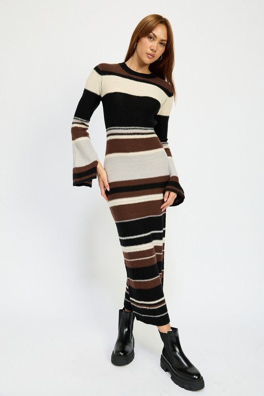 STRIPE MAXI BODYCON DRESS - Pikemla