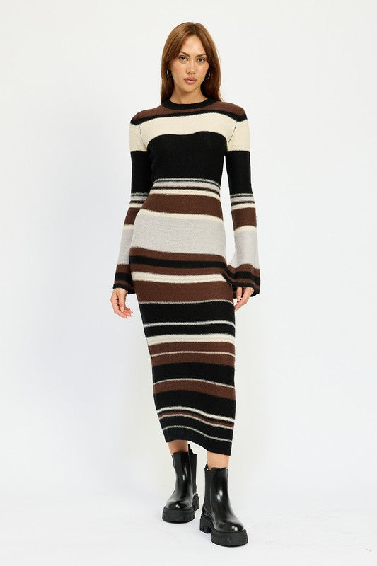 STRIPE MAXI BODYCON DRESS - Pikemla