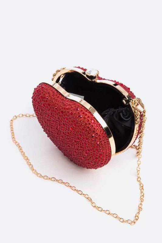 Rhinestone Pave Heart Shape Party Box Clutch - Pikemla