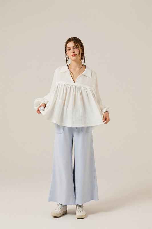 Washed Raw-Edges Outline Pockets Pants