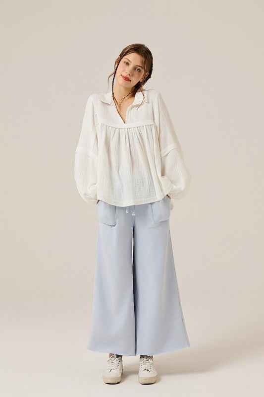 Washed Raw-Edges Outline Pockets Pants