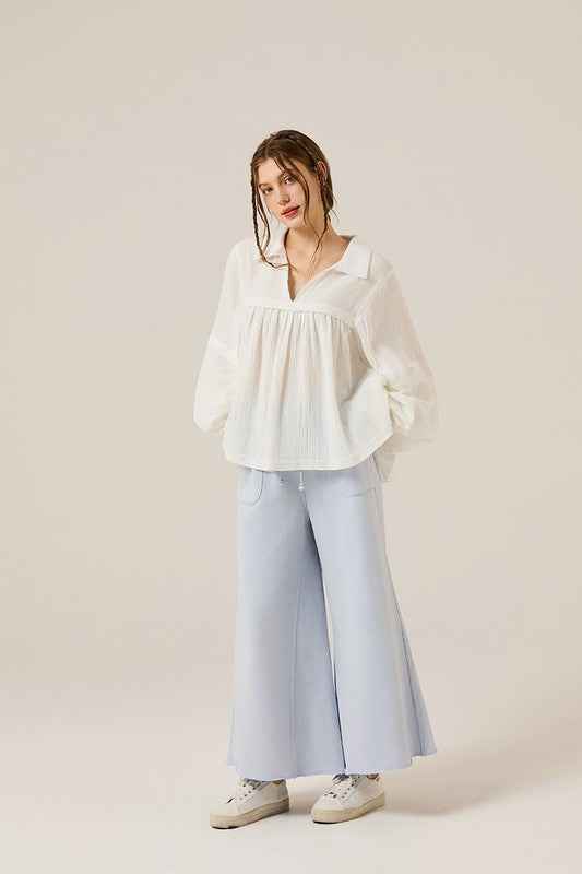 Washed Raw-Edges Outline Pockets Pants