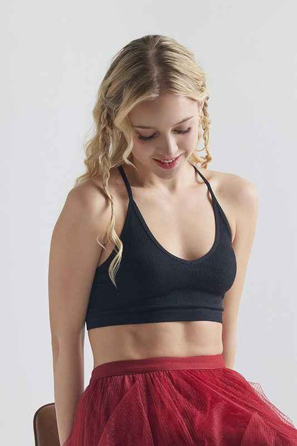 Seamless Triangle lace Ribbed Knit Bralette