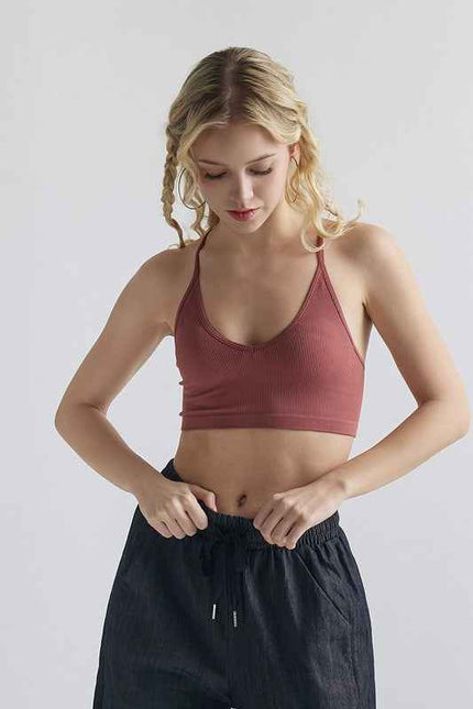 Seamless Triangle lace Ribbed Knit Bralette