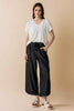 Plus Denim Wide Leg Crop Pants with Dolphine Tail