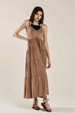 Plus Knit V-neck Ruffle Tiers Knit Maxi Dress