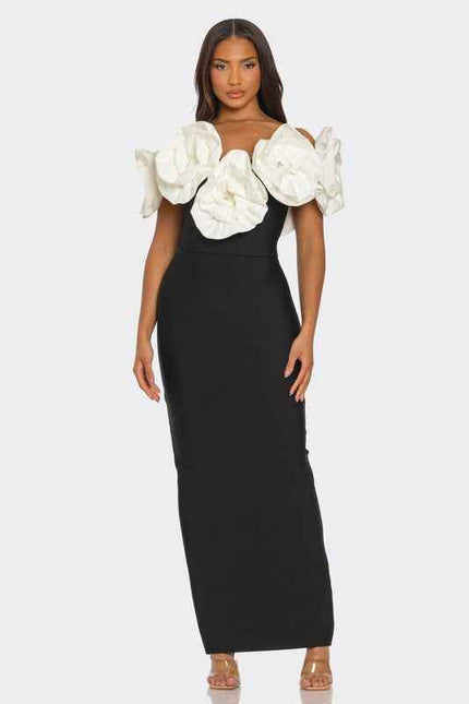 Sculpted Floral Applique Gown