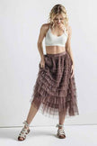 A-Line Tiered Layered Tulle Mesh Maxi Skirt