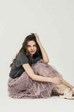 A-Line Tiered Layered Tulle Mesh Maxi Skirt