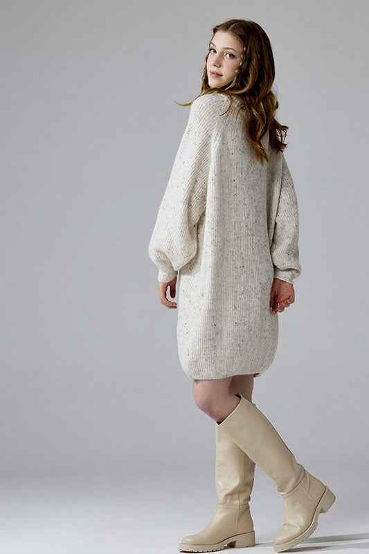 Turtleneck Balloon Confetti Sweater Dress