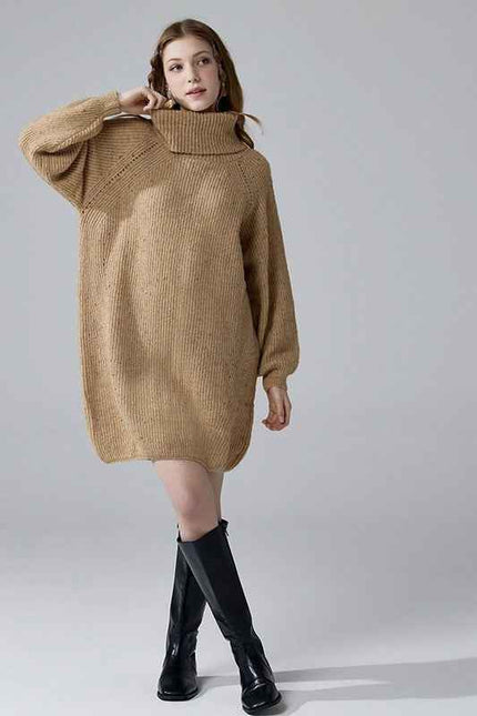 Turtleneck Balloon Confetti Sweater Dress