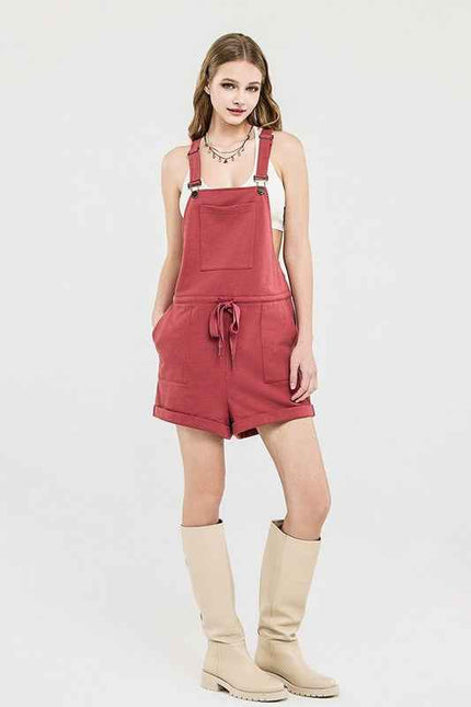 Stroll Adjustable Strap Pocketed Overall Romper