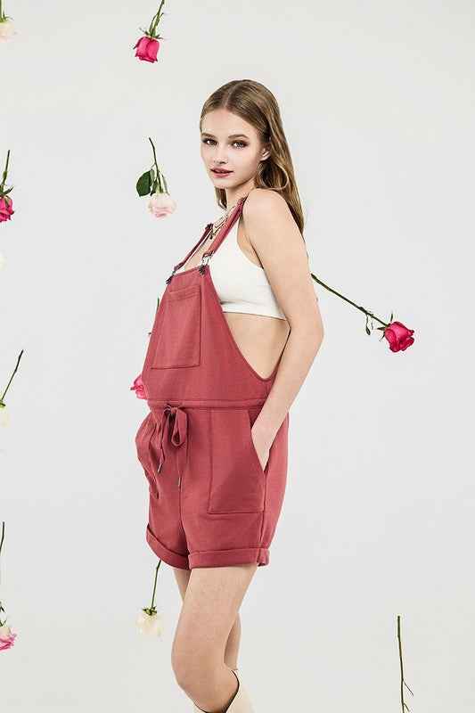 Stroll Adjustable Strap Pocketed Overall Romper