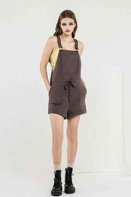 Stroll Adjustable Strap Pocketed Overall Romper