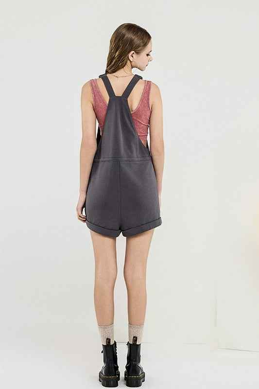 Stroll Adjustable Strap Pocketed Overall Romper