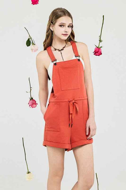 Stroll Adjustable Strap Pocketed Overall Romper