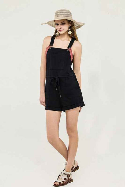 Stroll Adjustable Strap Pocketed Overall Romper