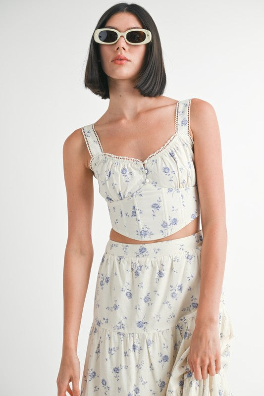 Floral Squared Neck Top - Pikemla