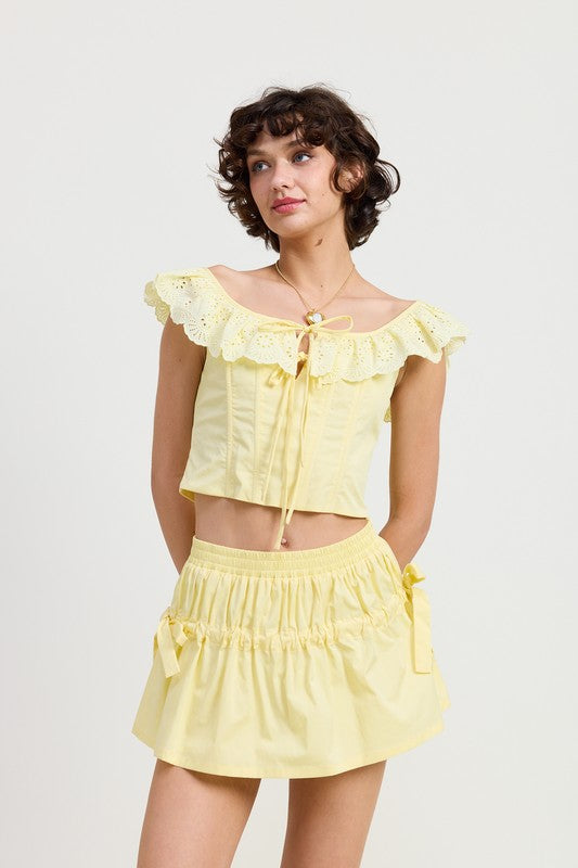 Square Neck Ruffle Corset Top - Pikemla