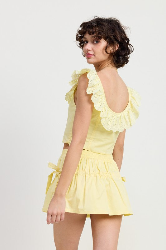 Square Neck Ruffle Corset Top - Pikemla