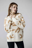 Fuzzy Mohair Jacquard V-Neck Leopard Sweater