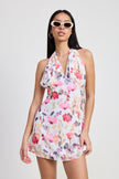 MINI HALTER NECK FLORAL DRESS - Pikemla