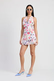 MINI HALTER NECK FLORAL DRESS - Pikemla