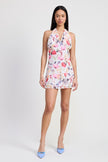 MINI HALTER NECK FLORAL DRESS - Pikemla