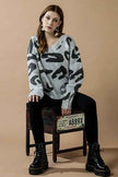Fuzzy Mohair Jacquard V-Neck Leopard Sweater