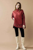 Plus Oversize MockNeck Leopard Print Sweater Tunic