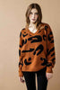 Plus Fuzzy Mohair Jacquard V-Neck Leopard Sweater