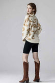 Plus Fuzzy Mohair Jacquard V-Neck Leopard Sweater