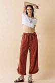 Plus Dolphin Tail Wide Leg Mineral Washed Pants