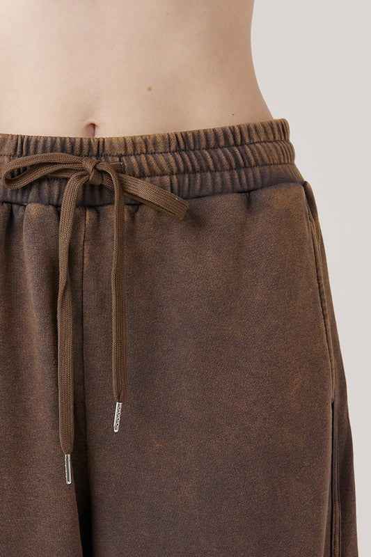 Plus Dolphin Tail Wide Leg Mineral Washed Pants