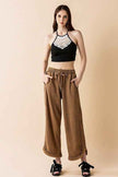 Plus Dolphin Tail Wide Leg Mineral Washed Pants